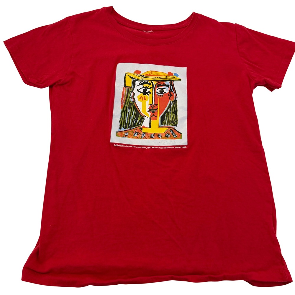 Pablo Picasso Bust de Dona amb Barret Art Graphic T-Shirt Red Museo Barcelona